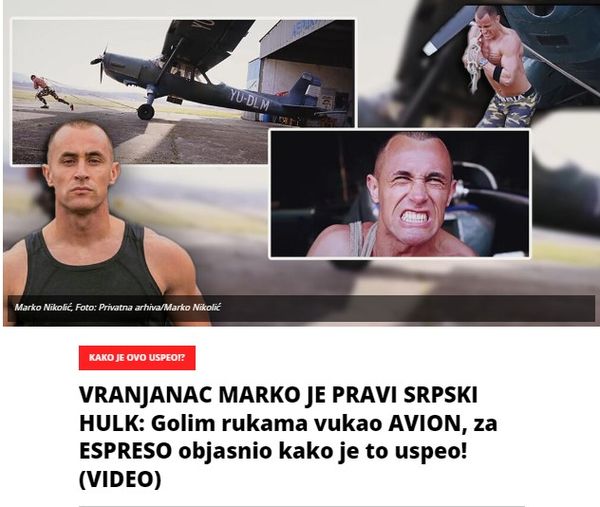 VRANJANAC MARKO JE PRAVI SRPSKI HULK: Golim rukama vukao AVION, za ESPRESO objasnio kako je to uspeo!