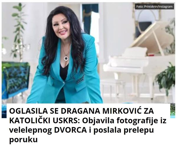 OGLASILA SE DRAGANA MIRKOVIĆ ZA KATOLIČKI USKRS: Objavila fotografije iz velelepnog DVORCA i poslala prelepu poruku