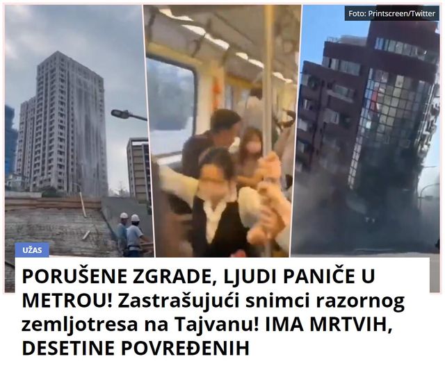 PORUŠENE ZGRADE, LJUDI PANIČE U METROU! Zastrašujući snimci razornog zemljotresa na Tajvanu! IMA MRTVIH, DESETINE POVREĐENIH