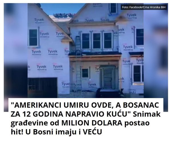 “AMERIKANCI UMIRU OVDE, A BOSANAC ZA 12 GODINA NAPRAVIO KUĆU” Snimak građevine od MILION DOLARA postao hit! U Bosni imaju i VEĆU