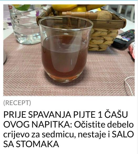 PRIJE SPAVANJA PIJTE 1 ČAŠU OVOG NAPITKA: Očistite debelo crijevo za sedmicu, nestaje i SALO SA STOMAKA