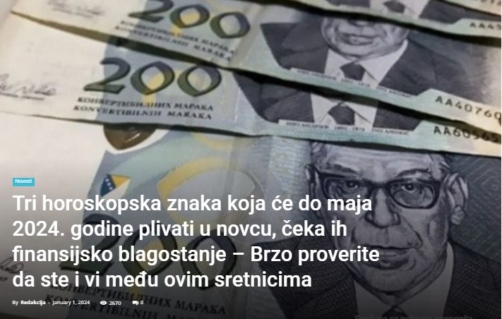 Tri horoskopska znaka koja će do maja 2024. godine plivati u novcu, čeka ih finansijsko blagostanje – Brzo proverite da ste i vi među ovim sretnicima