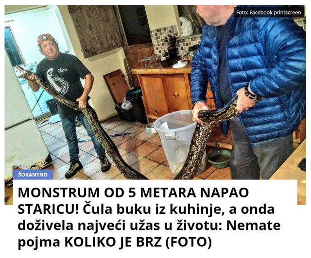 MONSTRUM OD 5 METARA NAPAO STARICU! Čula buku iz kuhinje, a onda doživela najveći užas u životu: Nemate pojma KOLIKO JE BRZ (FOTO)