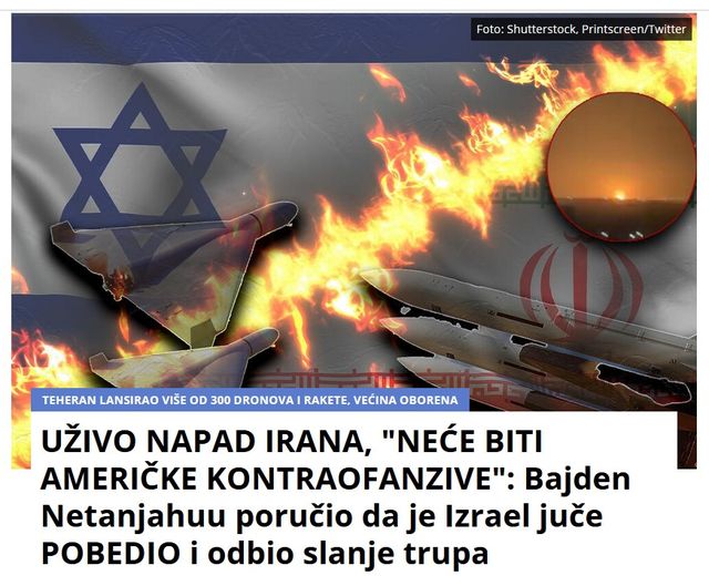 UŽIVO NAPAD IRANA, Bajden kaže da “NEĆE BITI AMERIČKE KONTRAOFANZIVE”, na severu Izraela se opet oglasile SIRENE ZA UZBUNU!