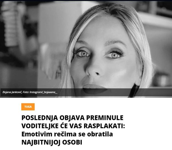 POSLEDNJA OBJAVA PREMINULE VODITELJKE ĆE VAS RASPLAKATI: Emotivim rečima se obratila NAJBITNIJOJ OSOBI