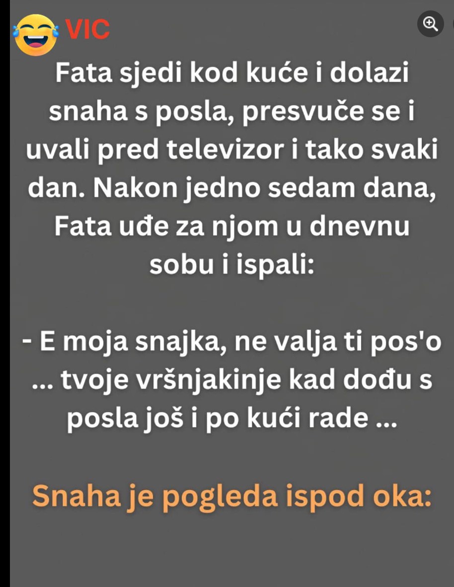 Fata sjedi kod kuće i dolazi snaha s posla