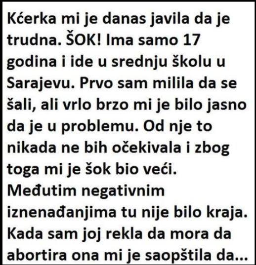 Kćerka mi je danas javila da je trudna.