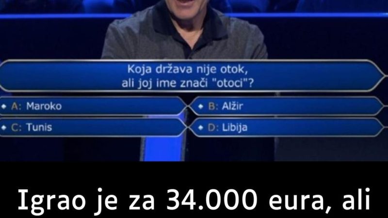 Igrao je za 34.000 eura, ali ga je zaustavilo pitanje koje ni malo nije lako: