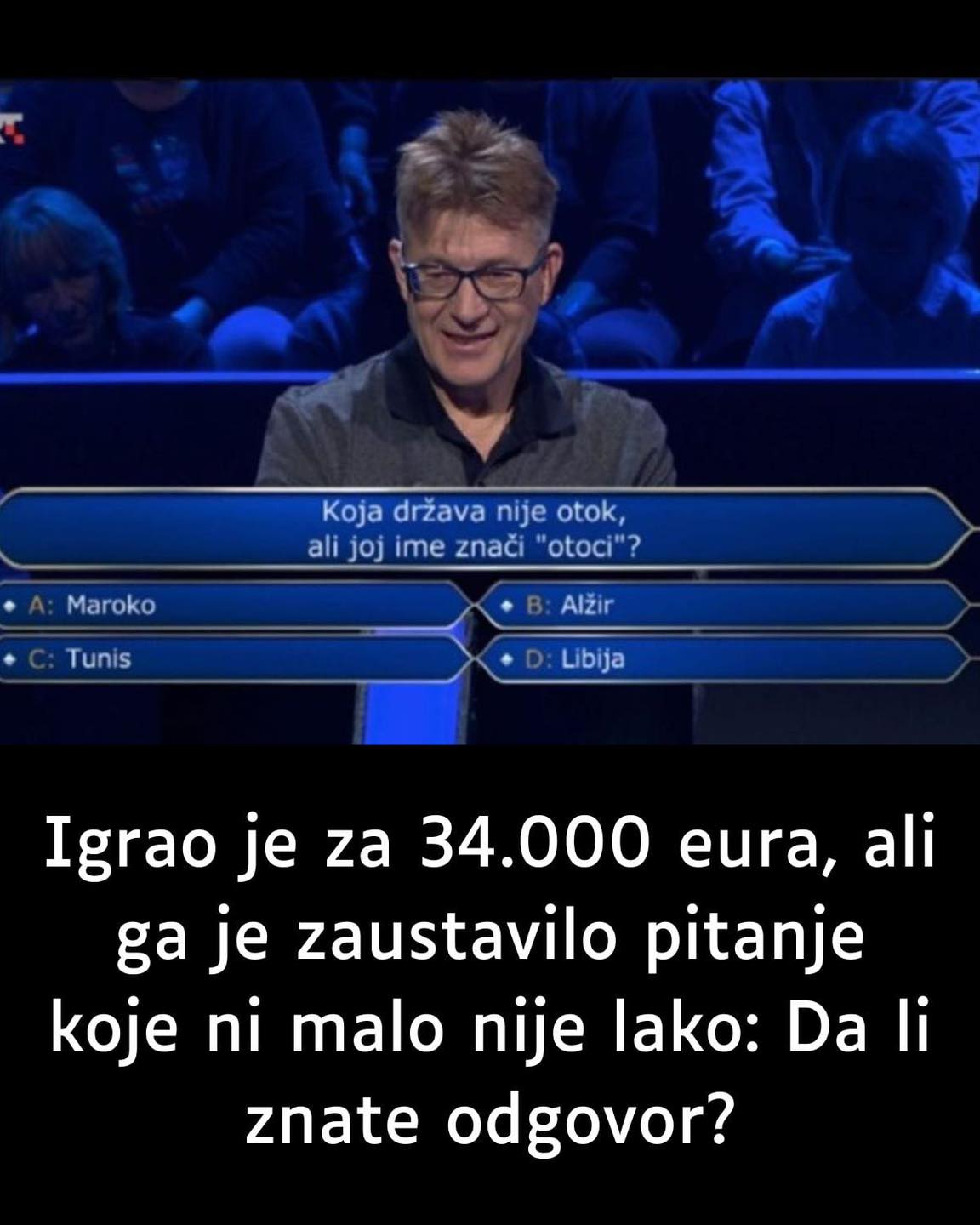 Igrao je za 34.000 eura, ali ga je zaustavilo pitanje koje ni malo nije lako: