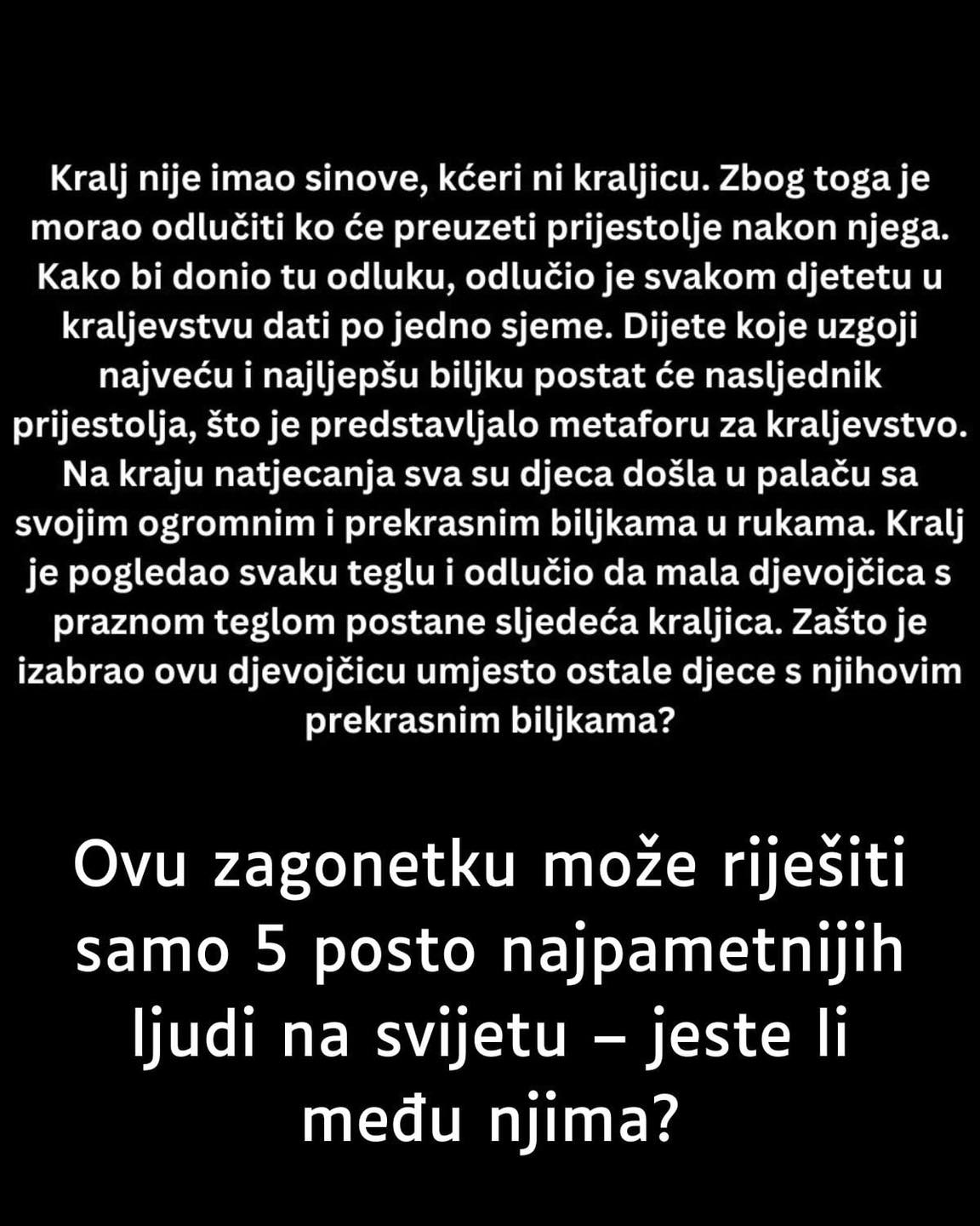 Ovu zagonetku može riješiti samo 5 posto najpametnijih ljudi na svijetu – jeste li među njima?