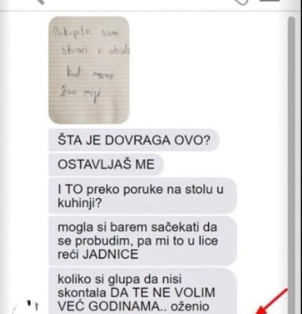 UŠAO SAM U KUHINJU I UGLEDAO ŽENINU PORUKU NA STOLU GDJE PIŠE DA ME OSTAVLJA Pobjesnio sam, a onda mi je ovo NAPISALA, CRVENIM SE OD SRAMOTE