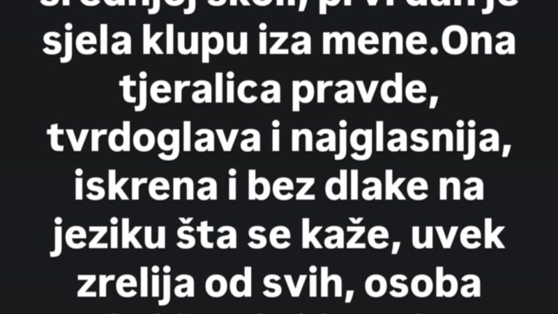 Upoznali smo se u srednjoj školi, prvi dan je sjela klupu iza mene.